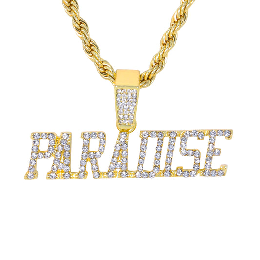 Iced Medium Paradise Pendant with 4mm Rope Chain 24" - HC-1509*
