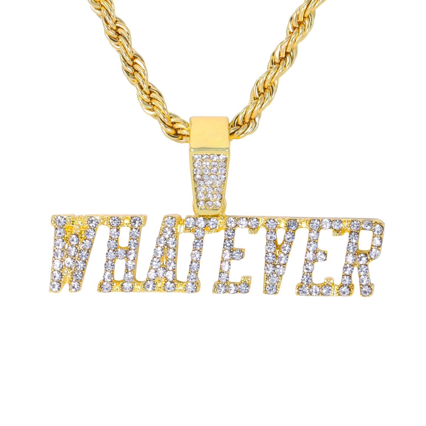 Iced Medium Whatever Pendant with 4mm Rope Chain 24" - HC-1510*