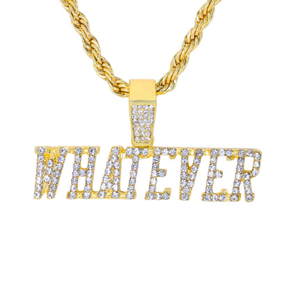 Iced Medium Whatever Pendant with 4mm Rope Chain 24" - HC-1510*