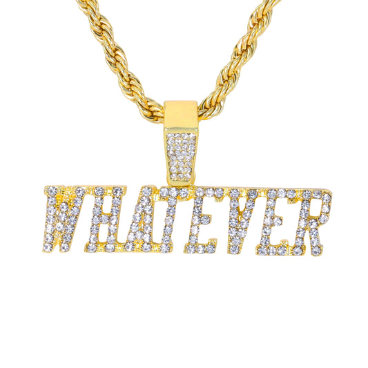 Iced Medium Whatever Pendant with 4mm Rope Chain 24" - HC-1510*