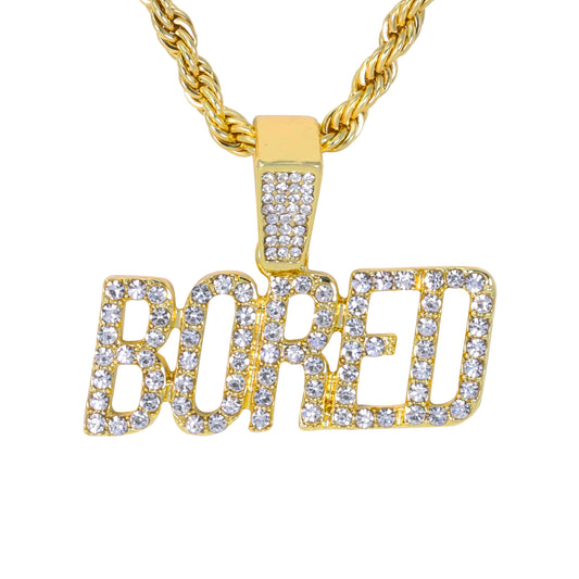 Iced Medium Bored Pendant with 4mm Rope Chain 24" - HC-1511*