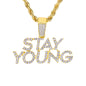 Iced Medium Stay Young Pendant with 4mm Rope Chain 24" - HC-1513*