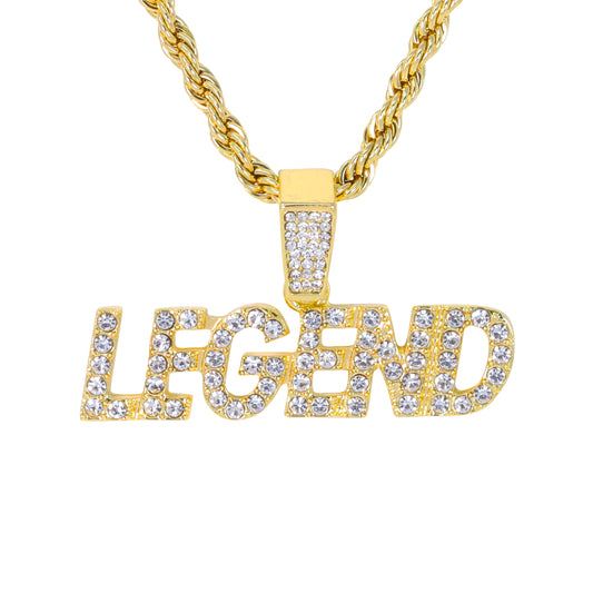 Iced Medium Legend Pendant with 4mm Rope Chain 24" - HC-1515*
