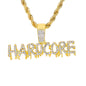 Iced Medium Hardcore Pendant with 4mm Rope Chain 24" - HC-1517*