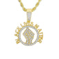 Iced Medium Blm Pendant with 4mm Rope Chain 24" - HC-1701