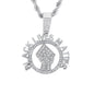 Iced Medium Blm Pendant with 4mm Rope Chain 24" - HC-1701