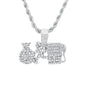 Iced Medium Money Pendant with 4mm Rope Chain 24" - HC-1704*