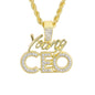 Iced Medium Young Ceo Pendant with 4mm Rope Chain 24" - HC-1705
