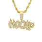 Iced Medium No Cap Pendant with 4mm Rope Chain 24" - HC-1706