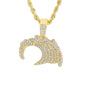 Iced Medium Wave Pendant with 4mm Rope Chain 24" - HC-1707*