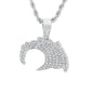 Iced Medium Wave Pendant with 4mm Rope Chain 24" - HC-1707*