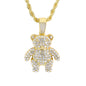 Iced Medium Teddy Bear Pendant with 4mm Rope Chain 24" - HC-1709