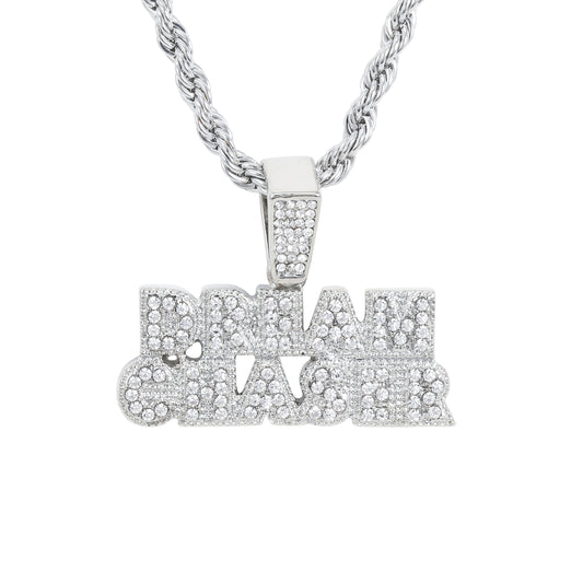 Iced Medium Dream Chaser Pendant with 4mm Rope Chain 24" - HC-1710