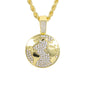 Iced Medium Globe Pendant with 4mm Rope Chain 24" - HC-1711