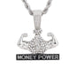 Iced Medium Money Power Pendant with 4mm Rope Chain 24" - HC-1712*