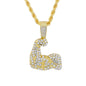 Iced Medium Muscles Pendant with 4mm Rope Chain 24" - HC-1716*