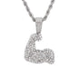 Iced Medium Muscles Pendant with 4mm Rope Chain 24" - HC-1716*