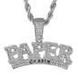 Iced Medium Paper Chasin Pendant with 4mm Rope Chain 24" - HC-1717*