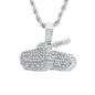 Iced Medium Tank Pendant with 4mm Rope Chain 24" - HC-1720
