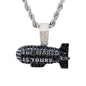 Iced Medium The World Is Yours Pendant with 4mm Rope Chain 24" - HC-1722