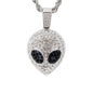 Iced Medium Alien Pendant with 4mm Rope Chain 24" - HC-1723