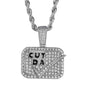 Iced Medium Cut Da Check Pendant with 4mm Rope Chain 24" - HC-1724*