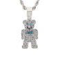 Iced Medium Bear Pendant with 4mm Rope Chain 24" - HC-1725*