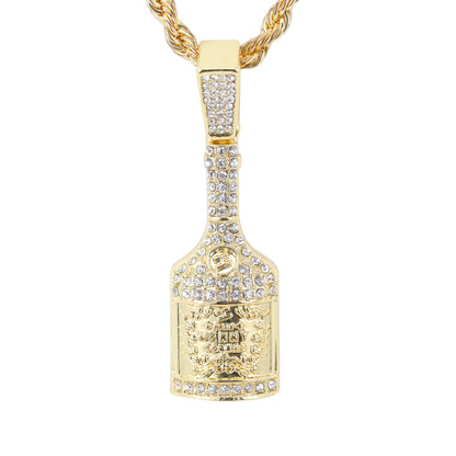 Iced Medium Henny Pendant with 4mm Rope Chain 24" - HC-1727*