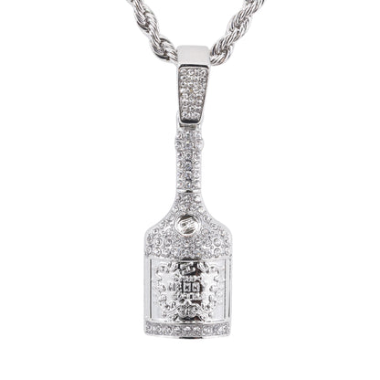 Iced Medium Henny Pendant with 4mm Rope Chain 24" - HC-1727*
