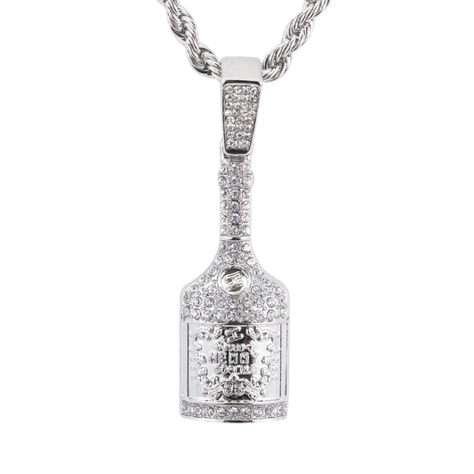 Iced Medium Henny Pendant with 4mm Rope Chain 24" - HC-1727*