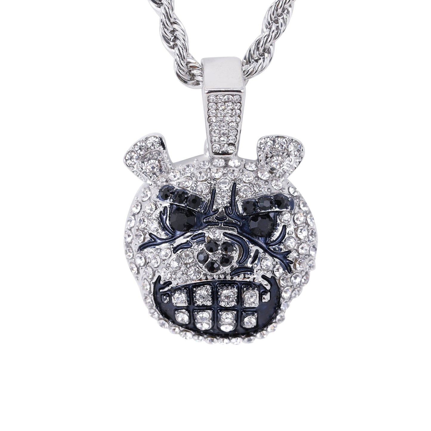 Iced Medium Bear Pendant with 4mm Rope Chain 24" - HC-1729