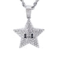 Iced Medium Star Pendant with 4mm Rope Chain 24" - HC-1731