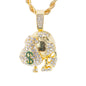 Iced Medium Money Pendant with 4mm Rope Chain 24" - HC-1733*