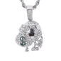 Iced Medium Money Pendant with 4mm Rope Chain 24" - HC-1733*