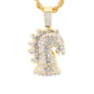 Iced Medium Horse Pendant with 4mm Rope Chain 24" - HC-1736*