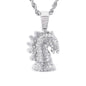 Iced Medium Horse Pendant with 4mm Rope Chain 24" - HC-1736*
