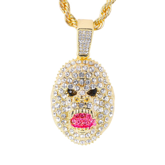 Iced Medium Ape Pendant with 4mm Rope Chain 24" - HC-1737*