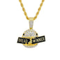 Iced Medium Bread Winner Pendant with 4mm Rope Chain 24" - HC-1745*