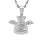 Iced Medium Money Pendant with 4mm Rope Chain 24" - HC-1747