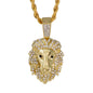 Iced Medium Lion Pendant with 4mm Rope Chain 24" - HC-1748