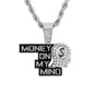 Iced Medium Money Pendant with 4mm Rope Chain 24" - HC-1749