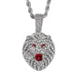 Iced Medium Lion Pendant with 4mm Rope Chain 24" - HC-1750