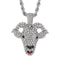 Iced Medium Goat Pendant with 4mm Rope Chain 24" - HC-1751