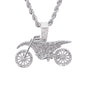 Iced Medium Bike Life Pendant with 4mm Rope Chain 24" - HC-1752