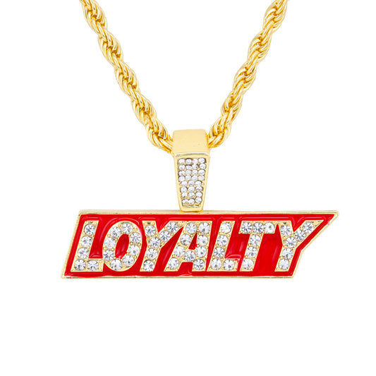 Iced Medium Loyalty Pendant with 4mm Rope Chain 24" - HC-1757