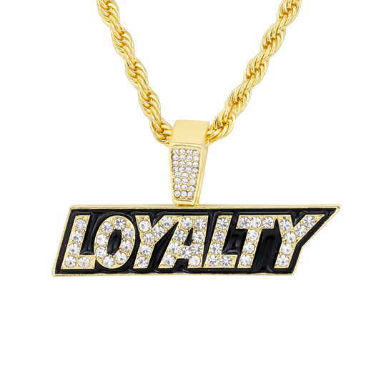 Iced Medium Loyalty Pendant with 4mm Rope Chain 24" - HC-1758