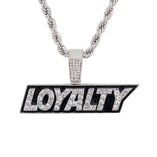 Iced Medium Loyalty Pendant with 4mm Rope Chain 24" - HC-1758