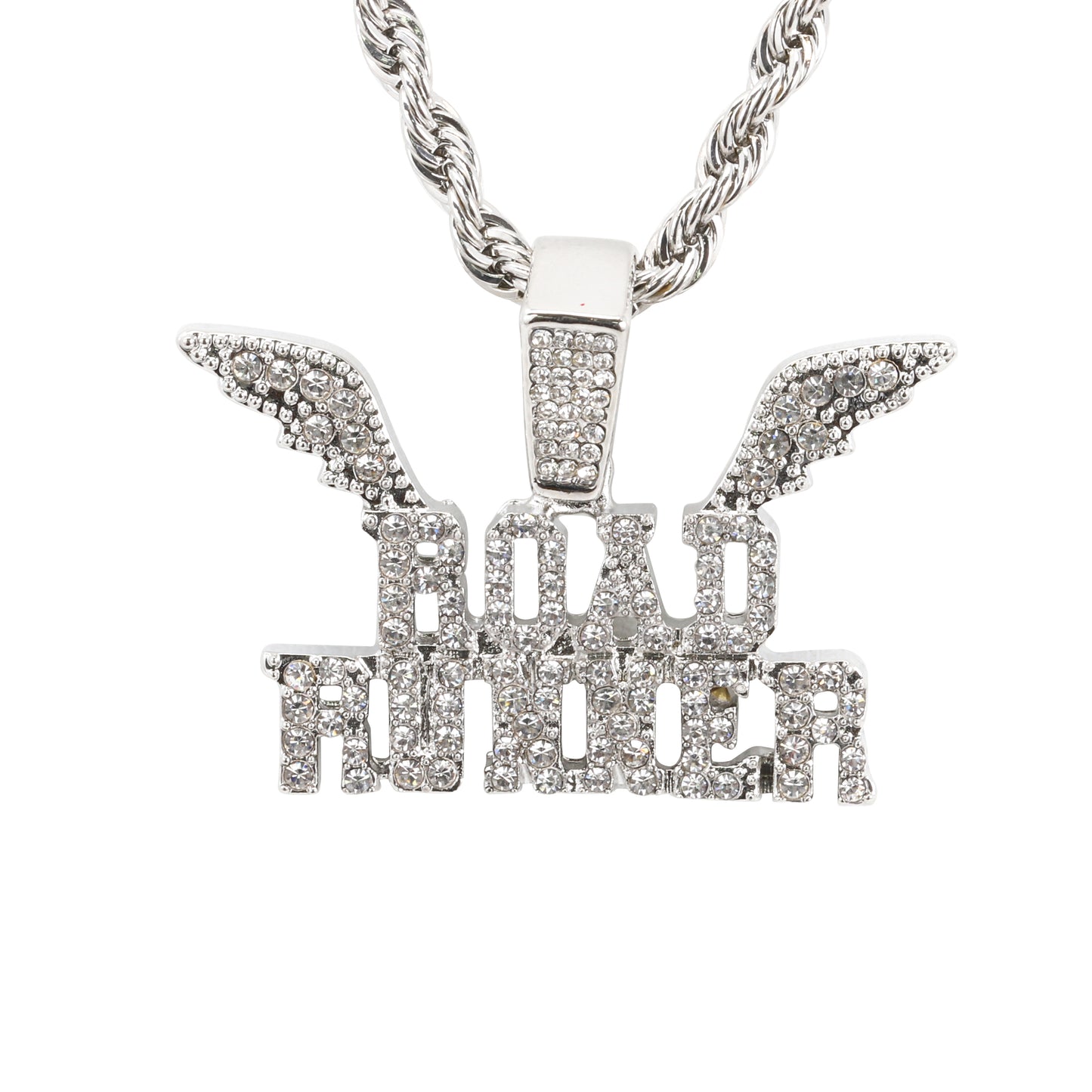 Iced Medium Road Runner Pendant with 4mm Rope Chain 24" - HC-1759*