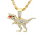Iced Medium Dinosaur Pendant with 4mm Rope Chain 24" - HC-1763*