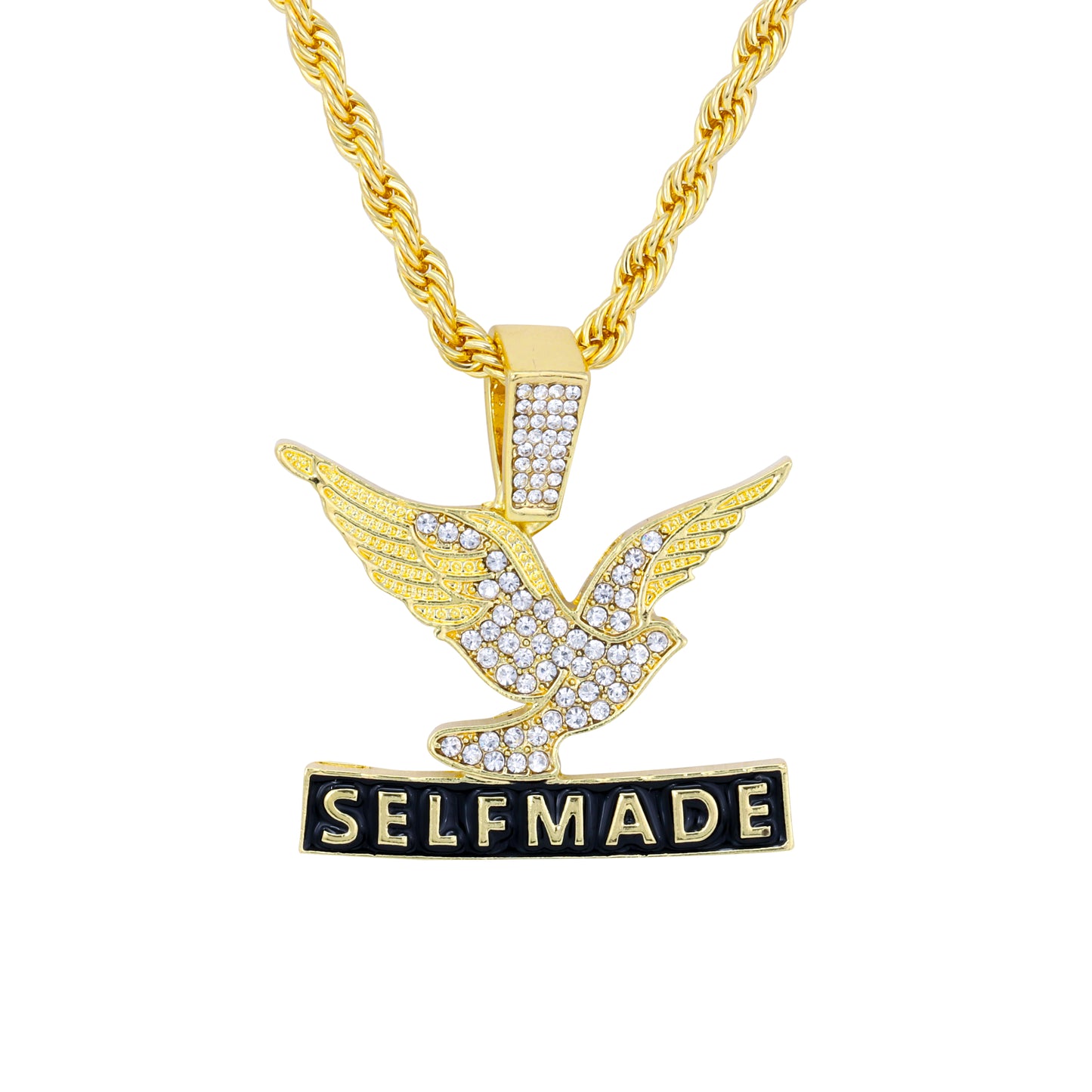 Iced Medium Self Made Pendant with 4mm Rope Chain 24" - HC-1764*